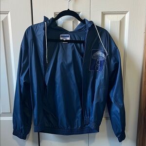 Blue Hooded Windbreaker Jacket